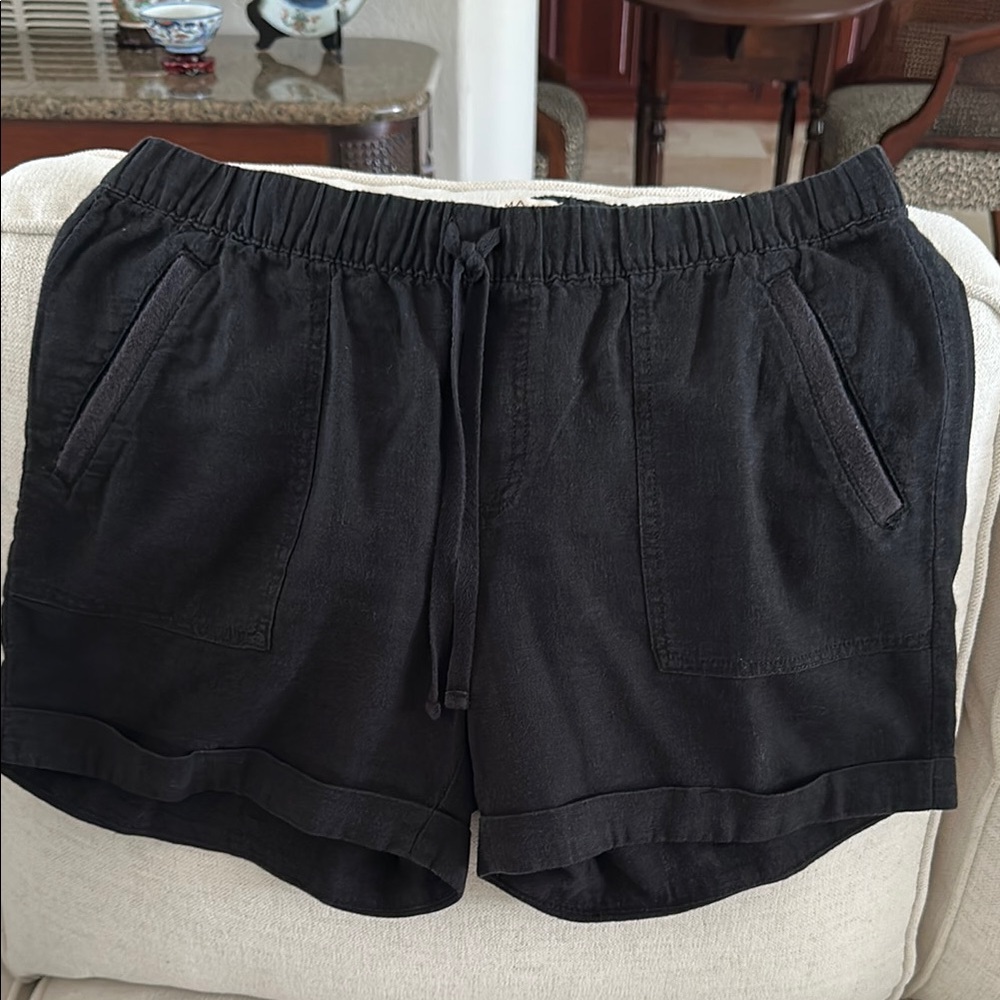 Sonoma Black Linen Shorts with Elastic Waistband